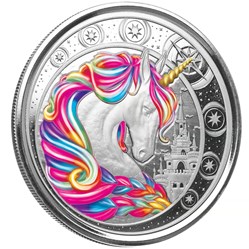 2023 - Ghana Unicorn ""Blossom"" 1oz Silver 999 Color with Certi Log Coincard