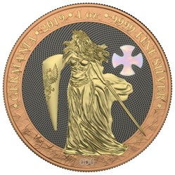 2019 - Germania Mother of Pearl Cross 1oz Silver BU Coin