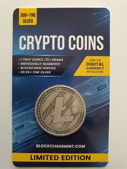 2020 - Litecoin Antiqued 1oz 999 Silver Bullion Coin with Card ERROR