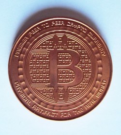 USA .999 Fine Copper Round 'Bitcoin' image - 1 Ounce Avoirdupois - UNC