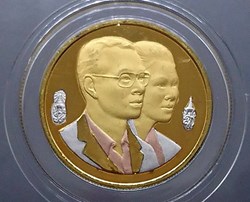1996 - Nickel 20 Baht coin, 3K plating, sandblasted Commemoration of the ASEAN Environment