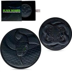 2023 - 2 Oz Silver Coin Chad 10000 Francs CFA Black Mamba High Relief Coin