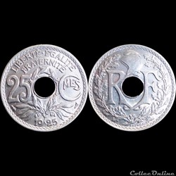 1925 - 25 cts tranche lisse