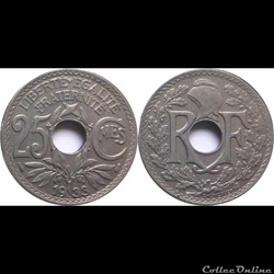 1933 - 25 cts tranche lisse