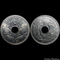 1931 - 25 cts tranche lisse