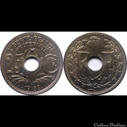 1939 - 25 cts tranche lisse - •1939•