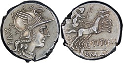 226/1a. Titinia - denarius (141 BC)