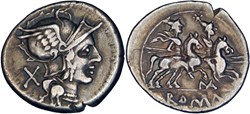 172/1. Manlia? - denarius (199-170 BC)