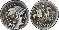 115/1. Anonymous (trident) - denarius (206-195 BC)