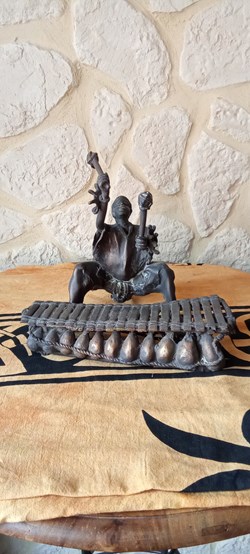 Bronze statuette musicien Afrique