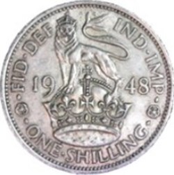 1 shilling George VI cimier de l'Angleterre, avec "IND:IMP" 1948