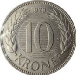 10 kroner - Margrethe II 1re effigie Danemark 1979