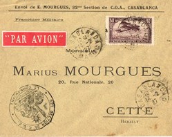 Maroc-Casablanca-Correspondance-Franchise Militaire-Cachet militaire