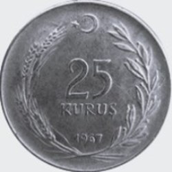25 kuruş Turquie 1970