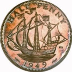 ½ penny George VI sans "IND:IMP." 1951