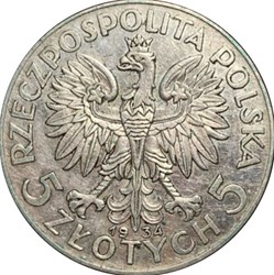 5 Zlotys Pologne 1933