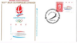 Enveloppe 1er jour Albertville 92-Luge