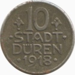 10 pfennig - Düren Allemagne 1918 (Monnaies de nécessité officielles)