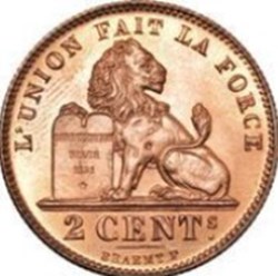 2 centimes - Albert Ier en français Belgique 1919