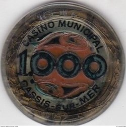 France-Cassis-sur-mer-jeton 1000 Frs surcharge 10NF
