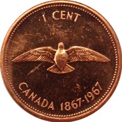 1 cent - Élisabeth II Centenaire de la confédération du Canada 1967 (Frappe médaille)