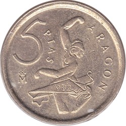 5 pesetas Aragon Espagne 1994