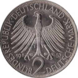 2 deutsche mark Max Planck Allemagne 1957 (J)