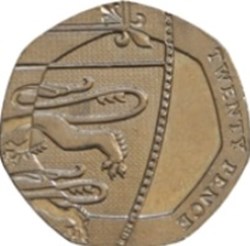 20 pence Elizabeth II 4e effigie, type blason 2015 Angleterre