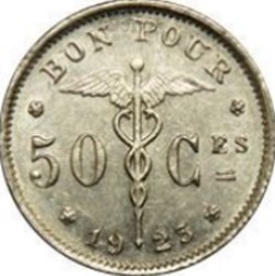 50 centimes Belgique - type Bonnetain 1927 (Français)