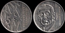 5 Francs Pierre Mendés France 1992