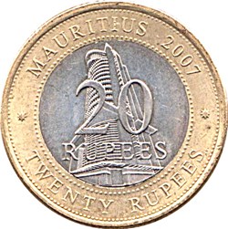 2 Rupees Mauritus 2020-40ème anniversaire de la Banque d'Île Maurice