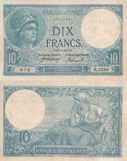 10 Francs MINERVE Type 1915 modifié