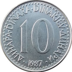 10 Dinar Yougoslavie 1986