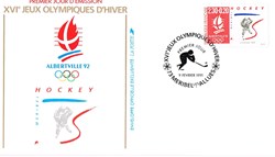 Enveloppe 1er jour Albertville 92-Hockey