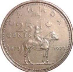 25 cents - Élisabeth II Centenaire de la Gendarmerie Royale du Canada 1973