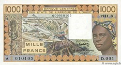 Etats de l'Afrique de l'Ouest-1000 Fr 1987 A