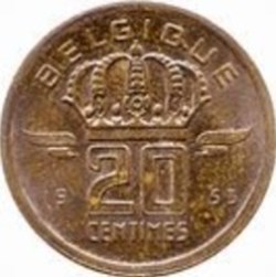 20 Centimes ( Français) Mineur Belgique 1959