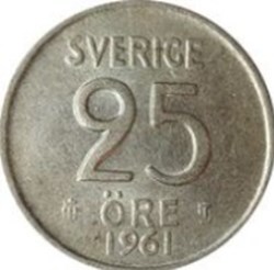 25 öre Gustaf VI Adolf Suède 1950