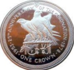 1 crown - Elizabeth II 2e effigie; Couronnement Angleterre 1978