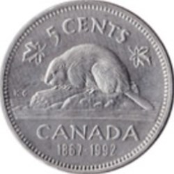 5 Cents Canada 1992 (Élisabeth II (125e anniversaire de la confédération du Canada)