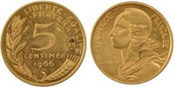 5 Centimes Marianne 1993 Col à 3 plis