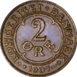 2 øre - Frédéric VIII Danemark 1909