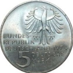 5 deutsche mark Immanuel Kant Allemagne 1974 (D)