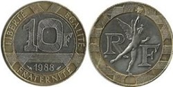 10 Francs Génie de la Bastille 1988