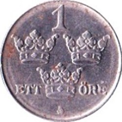 1 öre - Gustaf V fer, guerre Suède 1945