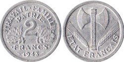 2 Francs Etat Français Bazor 1944 B
