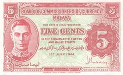 Malaya-5 cents-01-07-1941