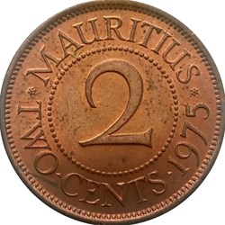 2 cents Mauritus 1957
