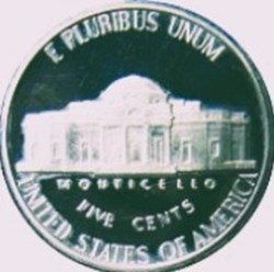 5 cents "Jefferson Nickel" 1er portrait Etats Unis 1996 D
