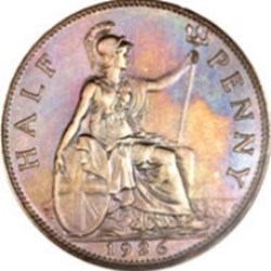 ½ penny George V 2e effigie, tête large Angleterre 1926